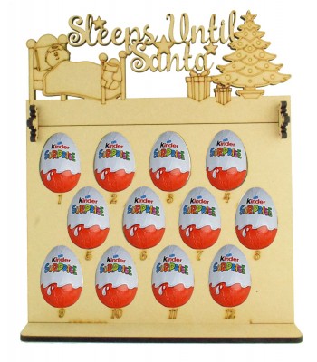 6mm Kinder Eggs Holder 12 Days of Christmas Advent Calendar with 'Sleeps Until Santa' Topper